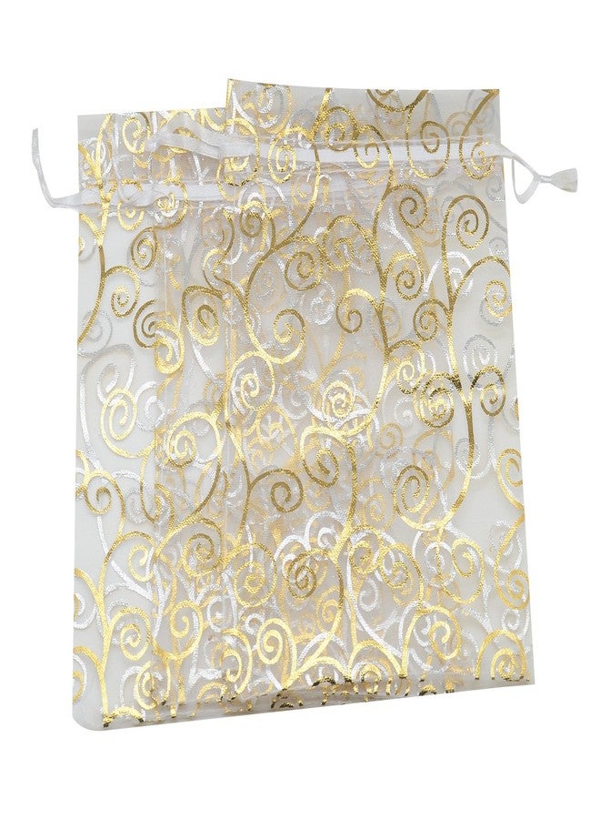 SUNGULF 50pcs Organza Pouch Bag Drawstring 5"x7" 13x18cm Strong Gift Candy Bag Jewelry Party Wedding Favor (Gold Silver) - Image 2